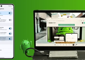 صورة توضح ميزة وضع سطح المكتب Desktop Mode لتحويل الهاتف إلى كمبيوتر