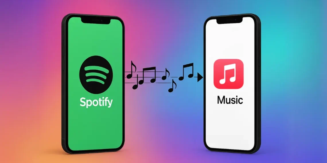 صورة توضح نقل الموسيقى من سبوتيفاي إلى Apple Music