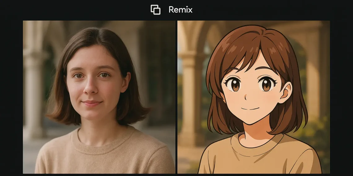صورة افتراضية لميزة Remix في صور جوجل تطبق نمط الأنمي على صورة شخصية