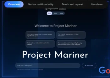 لقطة توضيحية لواجهة تطبيق Gemini أثناء تشغيل وضع الوكيل الذكي ضمن مشروع Mariner من جوجل لتنفيذ المهام تلقائيًا عبر الإنترنت