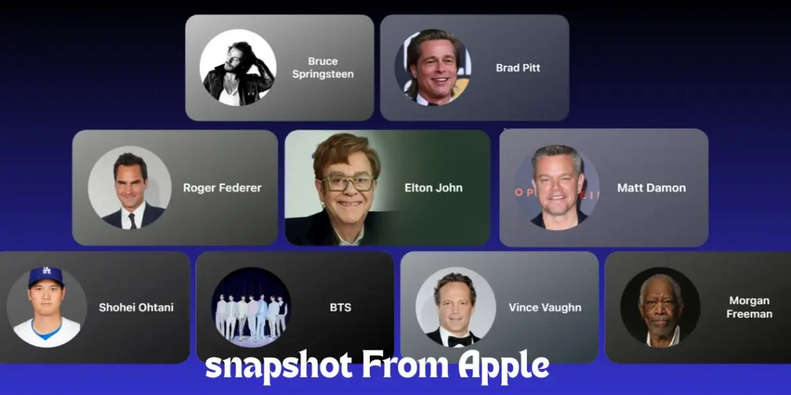 لقطة شاشة توضح واجهة أداة Snapshot من آبل تعرض صور مشاهير
