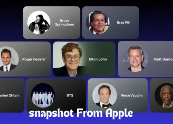 لقطة شاشة توضح واجهة أداة Snapshot من آبل تعرض صور مشاهير