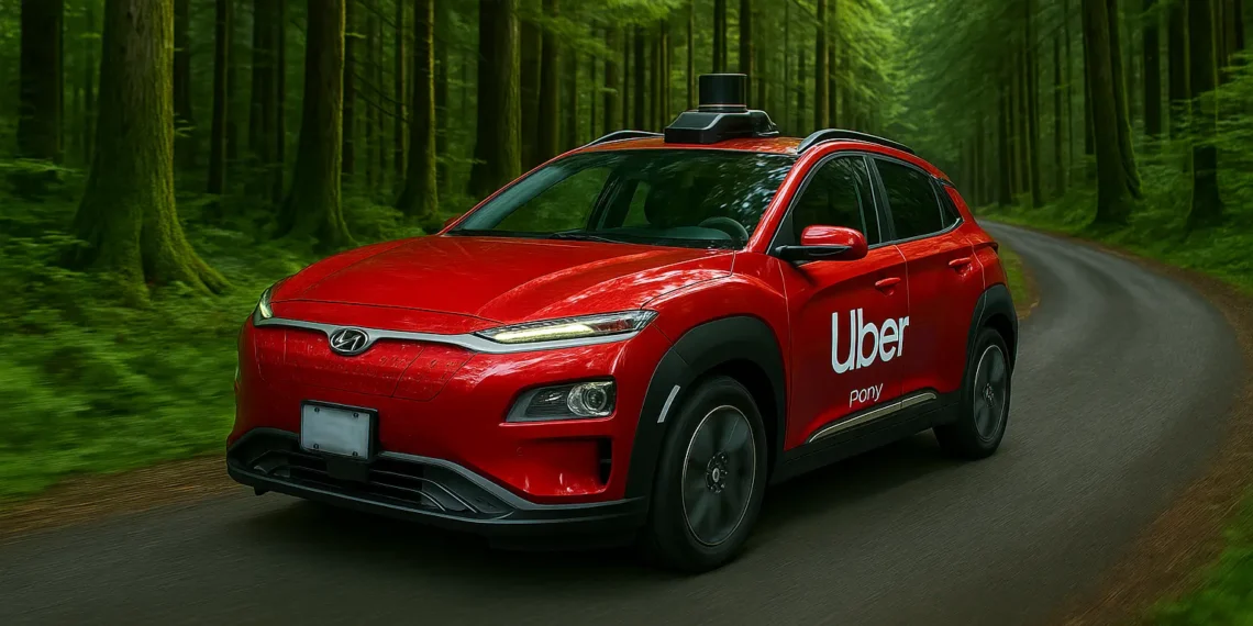 سيارة روبوتاكسي تحمل شعار أوبر