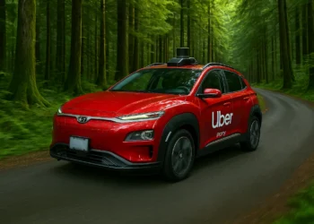 سيارة روبوتاكسي تحمل شعار أوبر