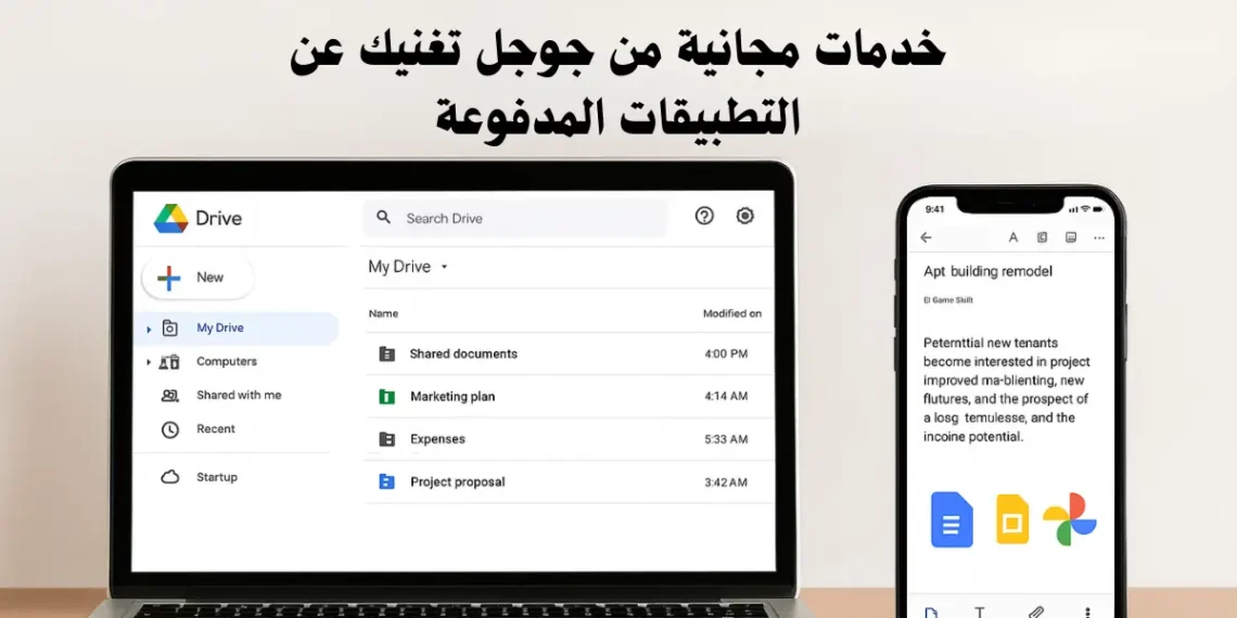 صورة توضح بعض الخدمات المجانية من جوجل بدل الاشتراكات المدفوعة