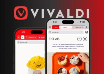 واجهة متصفح Vivaldi 7.4 على آيفون تُظهر تشغيل يوتيوب بالخلفية وتصميم التبويبات الجديد