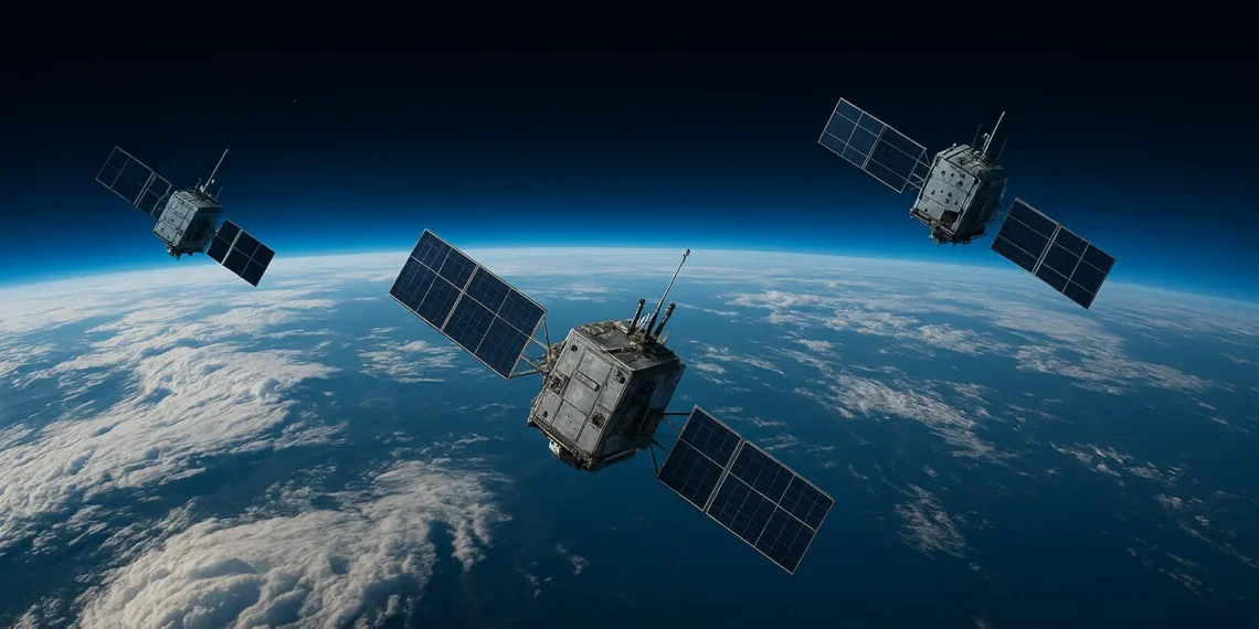 صورة افتراضية لأقمار صناعية صينية تشكل شبكة حواسيب خارقة في الفضاء لمعالجة البيانات باستخدام الذكاء الاصطناعي