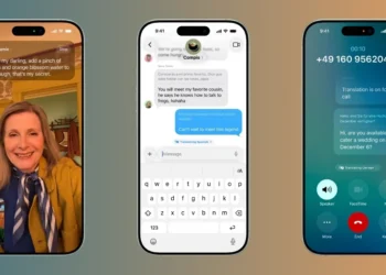 شاشة تظهر ميزة الترجمة الفورية من آبل أثناء مكالمة على FaceTime ضمن تحديثات iOS الجديدة