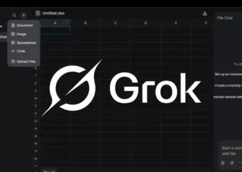 واجهة محرر جداول البيانات Grok من xAI تعرض تحرير ملفات بطريقة تفاعلية مع دعم الذكاء الاصطناعي
