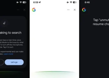 ميزة Search Live من جوجل تظهر في واجهة تطبيق Google مع رمز المحادثة الصوتية على شاشة هاتف ذكي