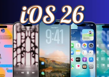 صورة توضح الفرق بين واجهة iOS 18 وواجهة iOS 26 على جهاز آيفون