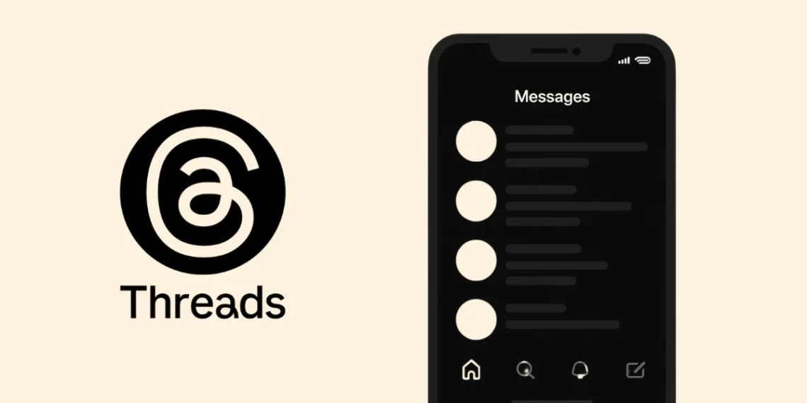 صورة افتراضية لواجهة تطبيق Threads تظهر صندوق رسائل مباشر جديد للمحادثات الفردية