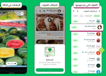 واجهة تطبيق واتساب تعرض تبويب التحديثات وفيه إعلانات الحالة، ضمن خطوة جديدة تشير إلى أن واتساب تبدأ عرض الإعلانات لأول مرة