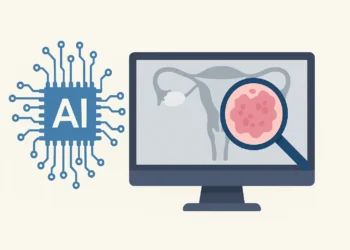 صورة توضيحية لنموذج ذكاء اصطناعي يستخدم لتحليل صور طبية للكشف المبكر عن سرطان بطانة الرحم