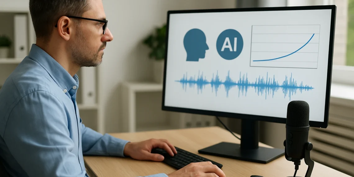 صورة توضح برنامج ذكاء اصطناعي لتحليل تسجيل صوتي لتشخيص الزهايمر بدقة عالية