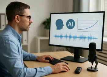 صورة توضح برنامج ذكاء اصطناعي لتحليل تسجيل صوتي لتشخيص الزهايمر بدقة عالية