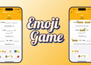 واجهة لعبة Emoji Game على Apple News+ تعرض لغزًا باستخدام رموز تعبيرية Genmoji