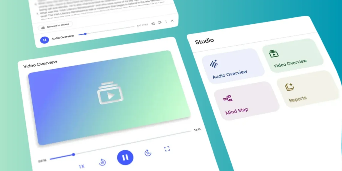 عرض توضيحي لميزة الملخصات المرئية NotebookLM من جوجل لتحويل الملاحظات إلى محتوى بصري تفاعلي
