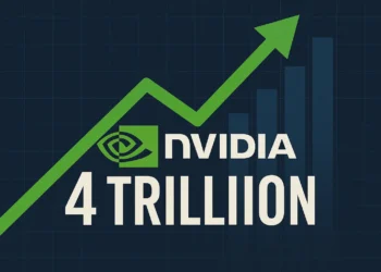صورة تعبيرية توضح صعود سهم إنفيديا بعد تجاوزها 4 تريليونات دولار في القيمة السوقية وسط طفرة الذكاء الاصطناعي