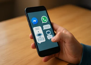 صورة توضيحية لروبوتات الدردشة من ميتا تتفاعل مع المستخدمين على تطبيق ماسنجر وواتساب