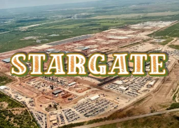 صورة جوية لموقع مشروع ستارغيت في أبيلين، تكساس، تُظهر منشآت مراكز بيانات ضخمة ضمن توسعة البنية التحتية للذكاء الاصطناعي بقيادة OpenAI وأوراكل.