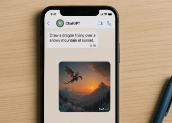 محادثة واتساب مع وكيل ChatGPT أثناء إنشاء صورة بالذكاء الاصطناعي على واتساب