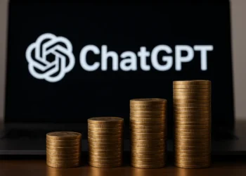 صورة توضح شعار ChatGPT مع أيقونات الإعلانات الرقمية، تعكس خطط OpenAI لدمج الإعلانات ChatGPT وزيادة الإيرادات