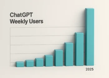 رسم بياني يُظهر نمو عدد مستخدمي ChatGPT الأسبوعيين حتى 700 مليون مستخدم في عام 2025