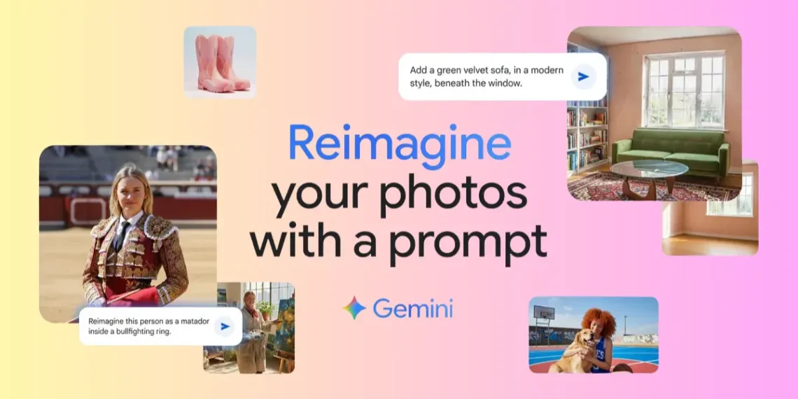عرض توضيحي لتحديث Gemini 2.5 Flash Image من جوجل يبرز أدوات تحرير الصور بالذكاء الاصطناعي بدقة وواقعية عالية
