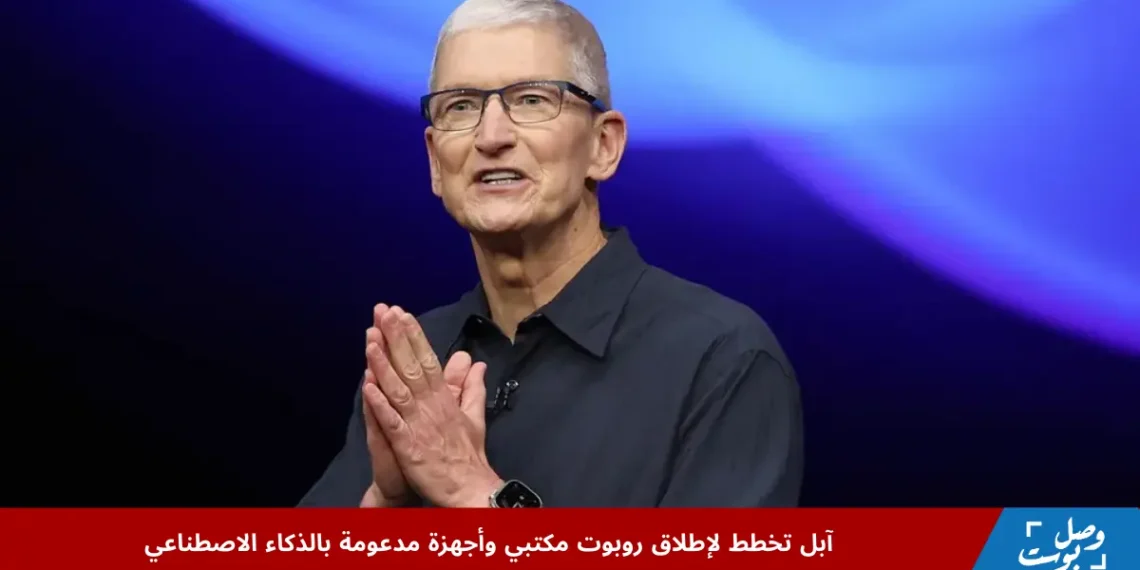 الرئيس التنفيذي لشركة آبل خلال عرض تقني يتحدث عن أجهزة مدعومة بالذكاء الاصطناعي