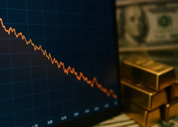 رسم بياني يوضح تراجع أسعار الذهب في الأسواق العالمية مع ترقب قرارات الرسوم الجمركية وبيانات التضخم الأميركية