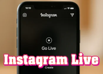 واجهة تطبيق إنستغرام تظهر زر البث المباشر على شاشة هاتف ذكي