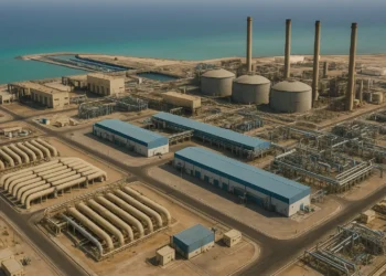 صورة جوية لمحطة تحلية المياه في السعودية توضح حجم البنية التحتية ودورها في توفير المياه العذبة