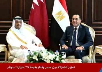 رئيسا وزراء مصر وقطر خلال اجتماع رسمي لبحث الشراكة بين مصر وقطر ومناقشة حزمة استثمارية بقيمة 7.5 مليارات دولار