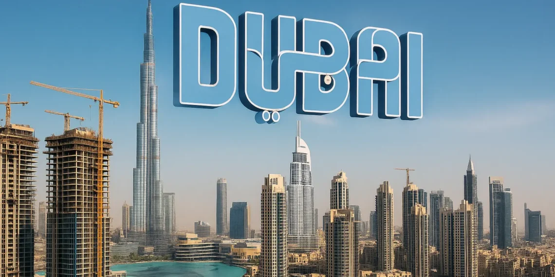 مشهد لبرج خليفة ومشاريع عقارية حديثة في دبي تعكس الطفرة العقارية ونمو البناء الداخلي