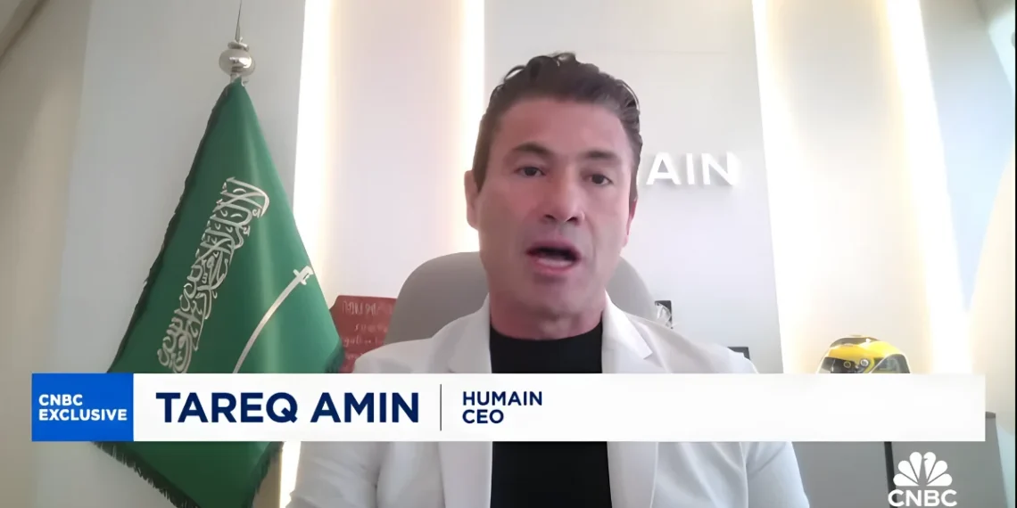 طارق أمين الرئيس التنفيذي لشركة هيوماين خلال مقابلة مع قناة CNBC يتحدث عن مشروع مراكز البيانات العملاقة في السعودية