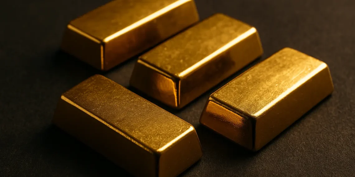 سبائك ذهبية تعكس اتجاه أسعار الذهب في مصر وتأثرها بصعود الأونصة عالميًا وتراجع الدولار