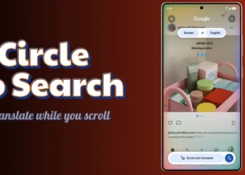 واجهة أندرويد تعرض ميزة Circle to Search مع خيار الترجمة أثناء التمرير على هواتف سامسونج جالاكسي
