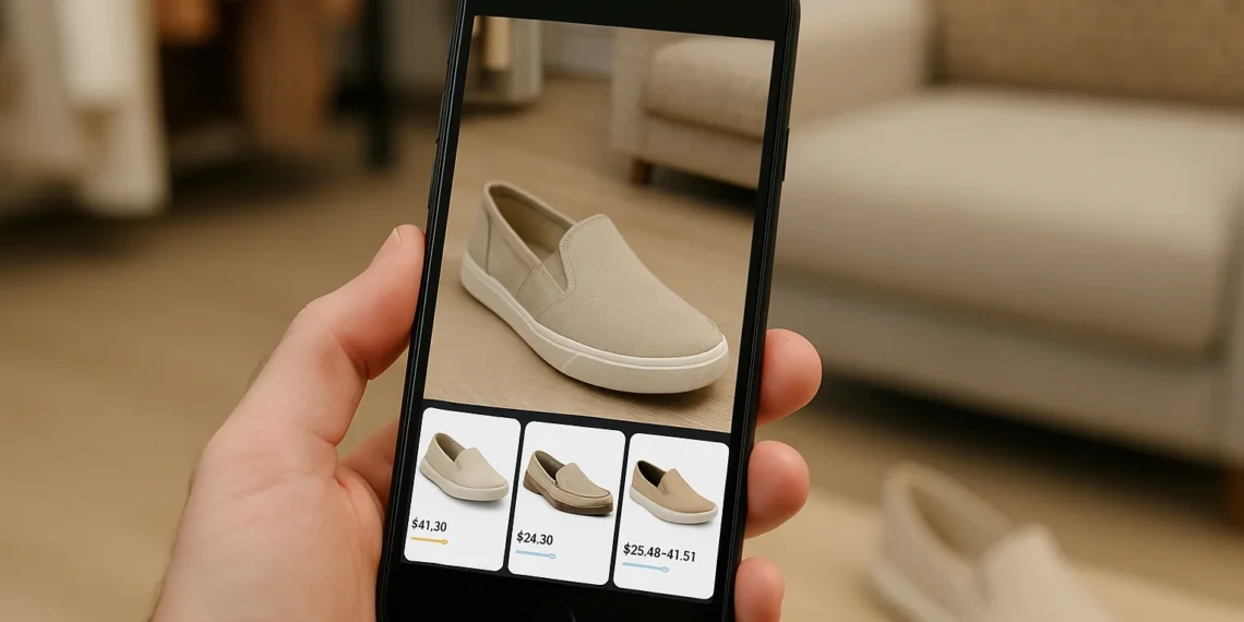 أداة Lens Live من أمازون لتحديد منتج في العالم الحقيقي باستخدام الكاميرا، مع عرض اقتراحات شراء فورية على التطبيق