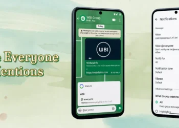 صورة توضح ميزة كتم إشارات الجميع واتساب في إعدادات الإشعارات على أندرويد مع عرض واجهة المحادثة وخيارات الكتم