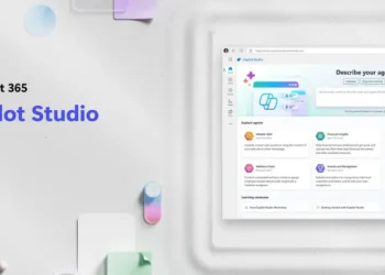 صورة توضيحية لـ Microsoft Copilot Studio تظهر واجهته وأدواته المتقدمة لتطوير مساعدين ذكيين يساعدون في تحسين الإنتاجية داخل الشركات.