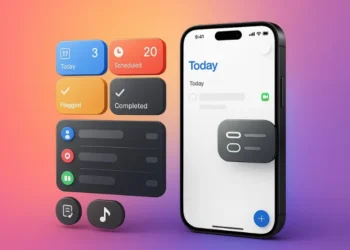 صورة توضح الميزات الجديدة في تطبيق التذكيرات على iOS 26، مع التركيز على التصميم المحسن وإمكانية إنشاء المهام بسرعة.