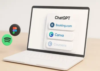 صورة توضح واجهة ChatGPT أثناء استخدام تطبيقات خارجية مثل Canva وSpotify ضمن التحديث الجديد من OpenAI