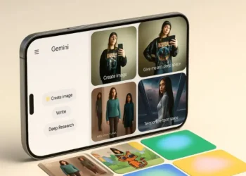 واجهة تطبيق Gemini الجديدة من جوجل تظهر تصميمًا بصريًا حديثًا مع اقتراحات وصور ملونة تعكس تجربة ذكاء اصطناعي تفاعلية