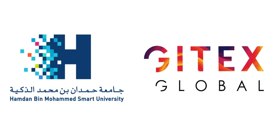 شعار جامعة حمدان بن محمد الذكية مع عرض مميز لفعاليات "جيتكس جلوبال 2025"