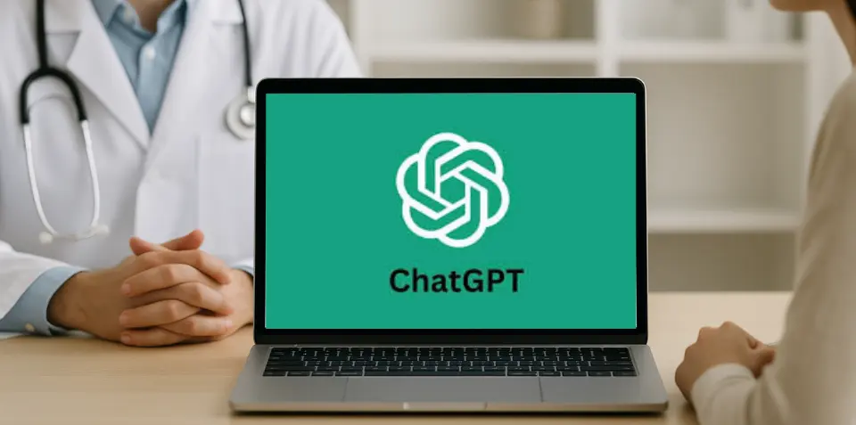اصورة توضح استخدام "وضع الطبيب في ChatGPT" مع التركيز على الميزة الجديدة للذكاء الاصطناعي في تقديم استشارات صحية دقيقة وموثوقة.